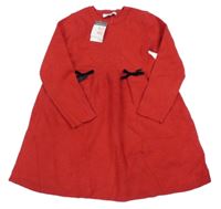 Nové - Červené žebrované pletené šaty s mašlemi Primark