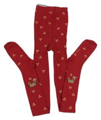 Nové - Malinové květované punčocháče s koňmi