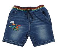 Tmavomodré teplákové riflové kraťasy s vrtulníkem a úpletovým pasem Next