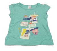 Tyrkysové tričko s obrázky C&A