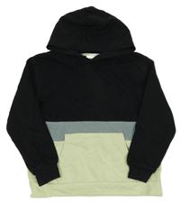 Černo-zelenkavo-zelená mikina s kapucí L&D