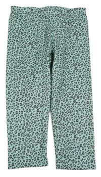 Tyrkysové sportovní capri legíny s leopardím vzorem Active Touch