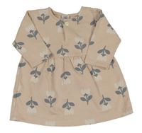 Růžové květované teplákové šaty Petit Bateau
