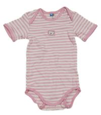Růžovo-bílé pruhované body s nášivkou Topolino