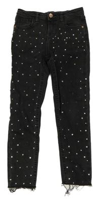 Antracitové skinny rifle s kamínky Denim Co.