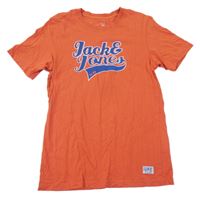 Cihlové tričko s nápisem Jack & Jones