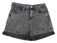 Tmavošedé riflové high waist kraťasy C&A