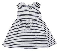 Bílo-tmavomodré pruhované bavlněné šaty H&M
