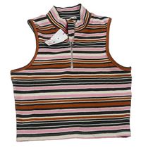 Bílo-růžovo-rezavý crop top se stojáčkem Candy