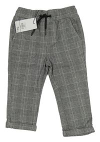 Nové - Šedo-bílé kostkované slim kalhoty Denim Co.