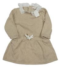 Nové - oříškové melírované teplákové šaty s límečkem 