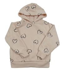 Světlerůžová mikina se srdíčky a kapucí Primark