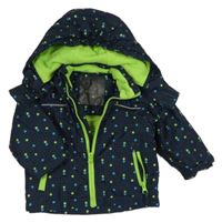 Tmavomodro-zelená kostičkovaná zimní funkční bunda s kapucí Impidimpi