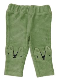 Zelené sametové žebrované tepláky s liškami dunnes