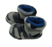 Šedé army chlupaté zateplené domácí bačkory 