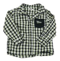 Černo-bílo-zelená kostkovaná košile 