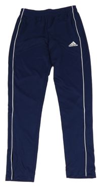 Tmavomodré sportovní tepláky s logem Adidas