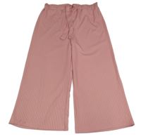 Nové - Starorůžové žebrované široké lehké kalhoty s páskem Primark