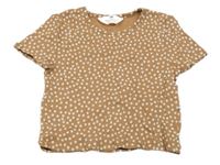 Hnědo-bílé květované crop tričko H&M