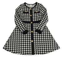 Černo-bílé vzorované šaty s gombíky SHEIN