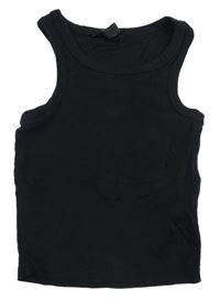 Černý žebrovaný crop top New Look