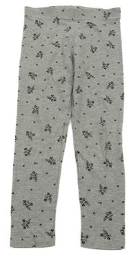 Šedé legíny s černými kvítky mango