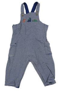 Modro-šedé pruhované laclové tepláky s dinosaury M&S