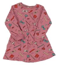 Růžové teplákové šaty s obrázky Name it