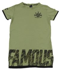 Khaki tričko s černým nápisem Chapter young