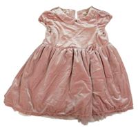 Světlerůžové sametové šaty s límečkem H&M