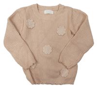 Světlerůžový svetr s 3D květy Primark