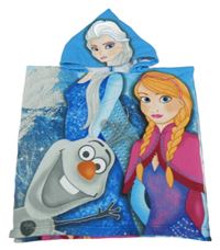 Modré osuškové pončo s Frozen a kapucí 