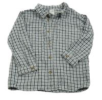 Tmavomodro-bílo-zelená kostkovaná košile H&M