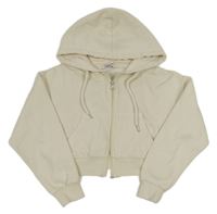 Smetanová propínací crop mikina s kapucí 