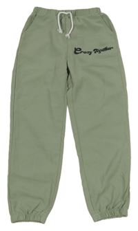 Světlezelené cuff kalhoty s nápisem Shein