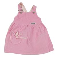 Růžové manšestrové laclové šaty 