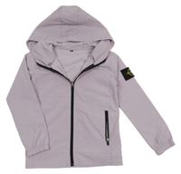 Lila šusťáková jarní bunda s kapucí 