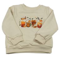 Béžová mikina s poháry a dýněmi Shein