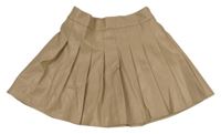 Béžová koženková skládaná sukně 
