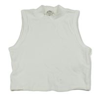 Bílý žebrovaný crop top River Island
