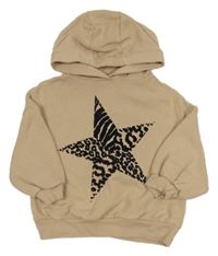 Béžová mikina s hvězdou a kapucí Next