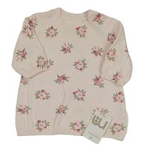 Nové - Světlerůžové květované svetrové šaty Mothercare