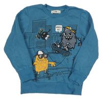 Modrá mikina s příšerkami C&A