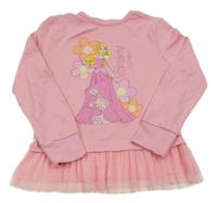 Růžové triko s Růženkou a tylovým prvkem George