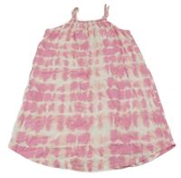 Bílo-růžové batikované žebrované šaty H&M