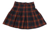 Tmavomodro-červeno-černá kostkovaná skládaná sukně Zara