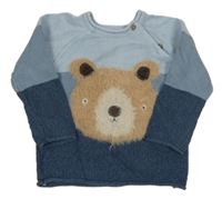 Modro-tmavomodrý svetr s medvědem Next