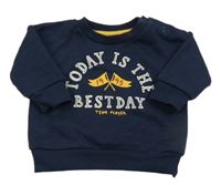 Tmavomodrá mikina s nápisy Primark