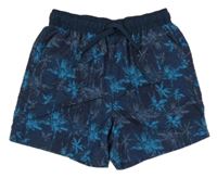 Tmavomodré plážové kraťasy s palmami Yigga