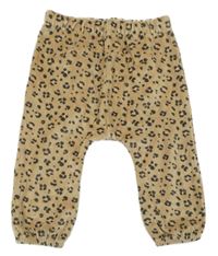 Béžovo-antracitové sametové tepláky s leopardím vzorem Nutmeg